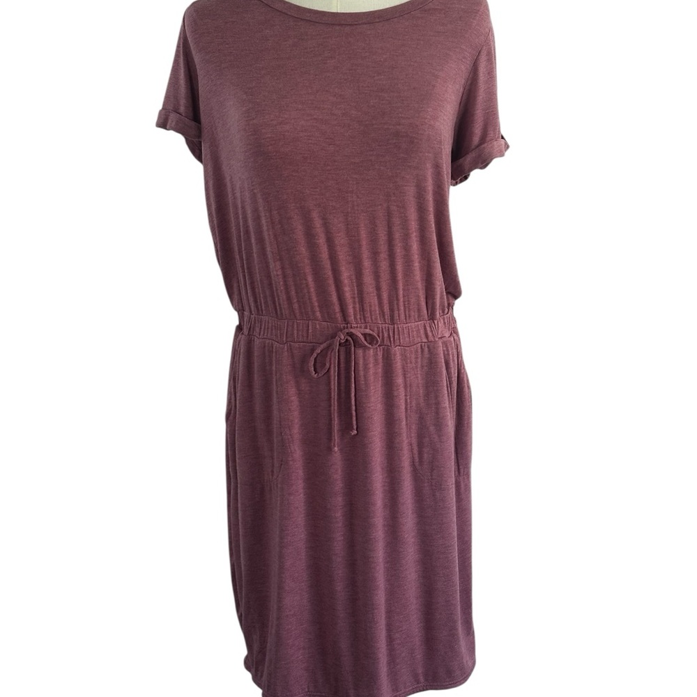 32 Cool Mauve Minimalist Dress Soft Athleisure Casual Pocket Dress SZ M